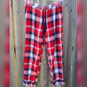 Flannel Pajama Pants by Aerie in Red, White & Navy Blue Plaid with Drawstring
